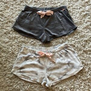 Women's Gray and Cream Shorts Set